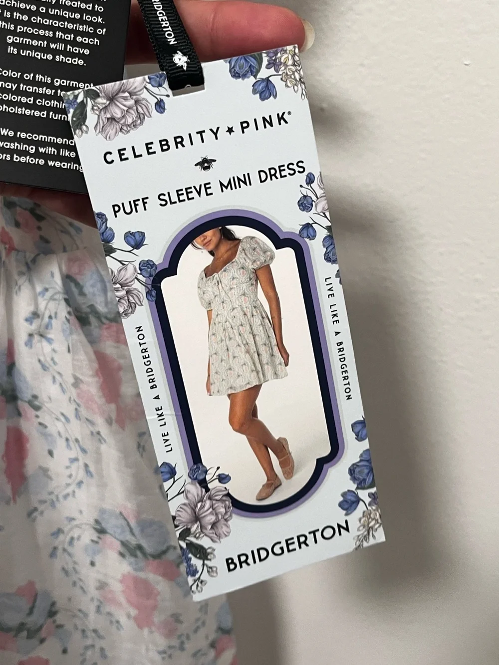 Bridgerton Celebrity Pink Lady Whistledown Puff Sleeve Mini Dress in Cameo Sz L